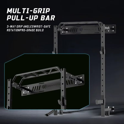 Wall Mounted Power Rack 50X70Mm Commercial Steel Compact Home Gym with Sandwich Jcup Safety Arm and Landmine Attachments for Ho