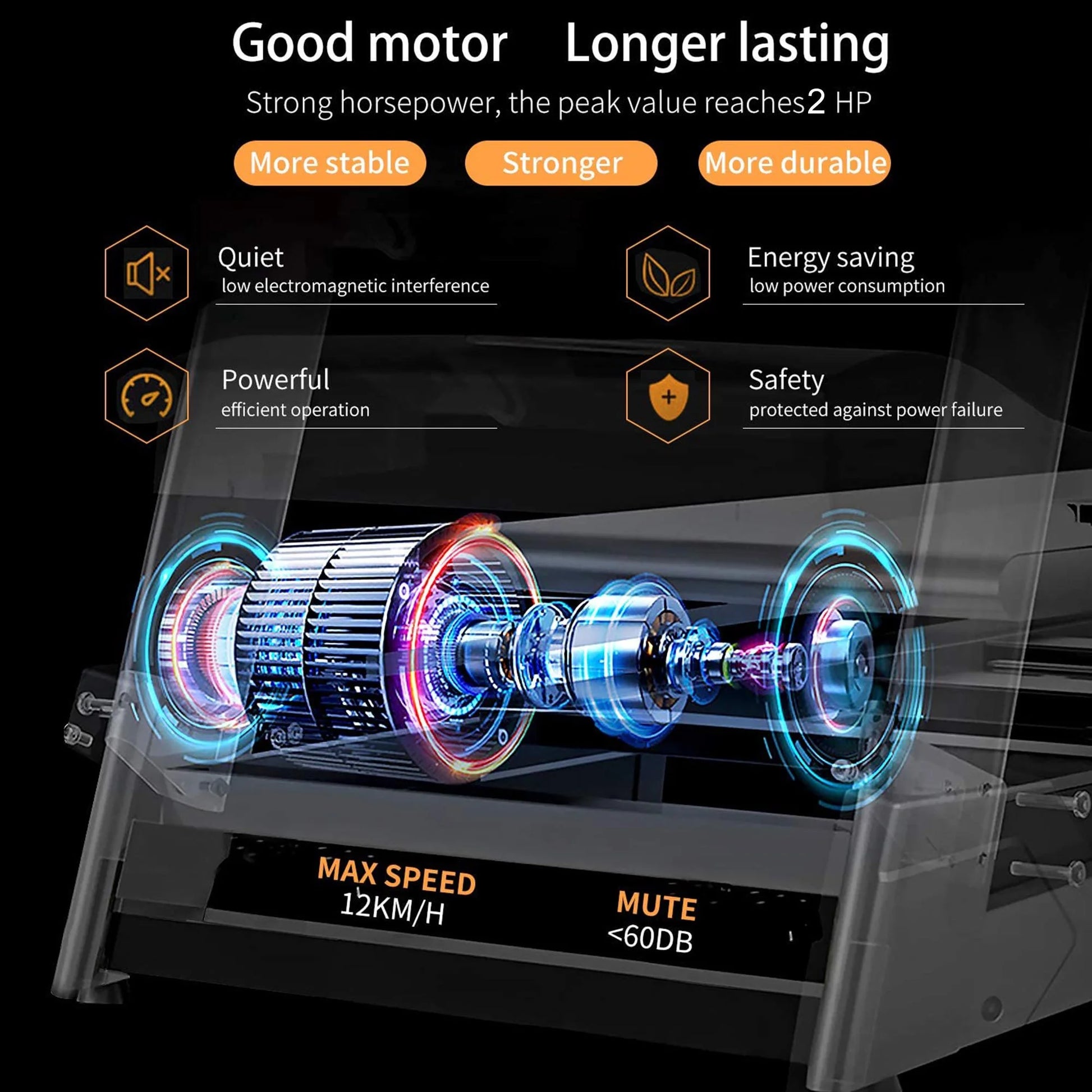 "Electric Exercise Treadmills on Sale, 55"" X 26"" X 48"" Smart Folding Treadmill with MP3 Ipad/ Cup Holder, 12 Preset Program, Motorized Running Exercise Equipment for Home, Black"