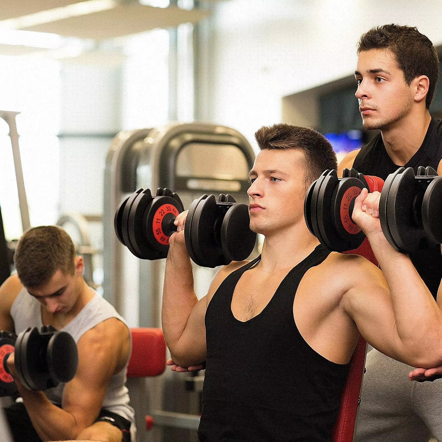 25/55 Lbs Dumbbell Set, Anti-Slip Fast Adjust Turning Handle, Adjustable for Men and Women, Pair for Home Gym Exercise