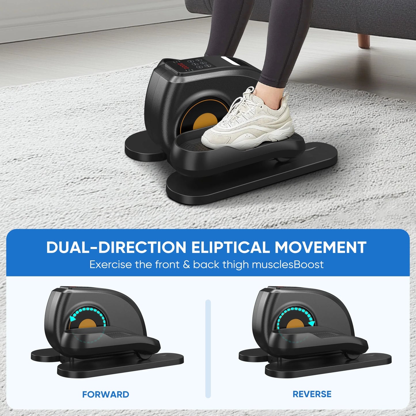 Under-Desk Elliptical Machine – Compact, Quiet & Portable Pedal Exerciser with Adjustable Speed, LED Display, Ideal Mini Elliptical for Home or Office Workout