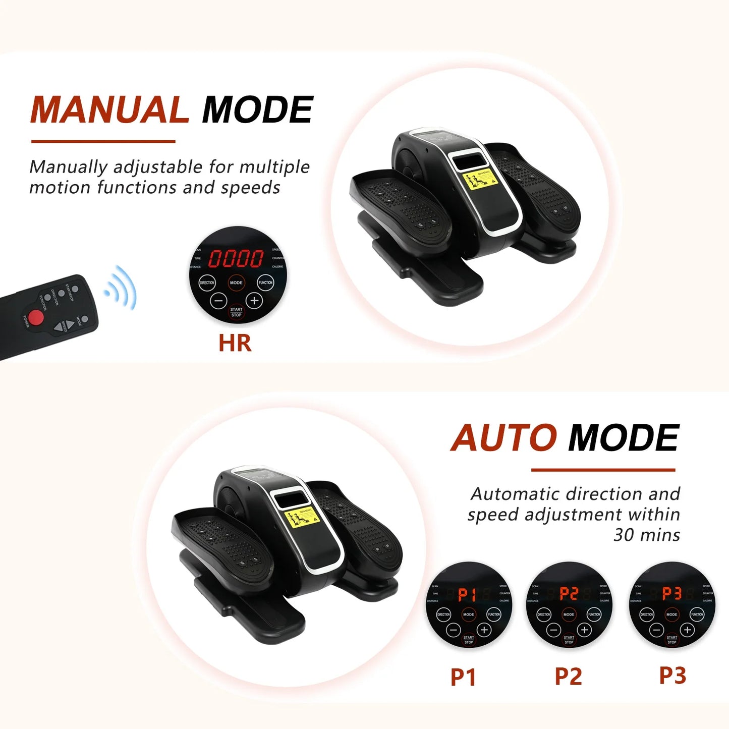 under Desk Elliptical, Portable Seated Elliptical with Remote Control, 12 Adjustable Speeds Ellipse Leg Excerciser, Dual Modes Elliptical Machine for Seniors