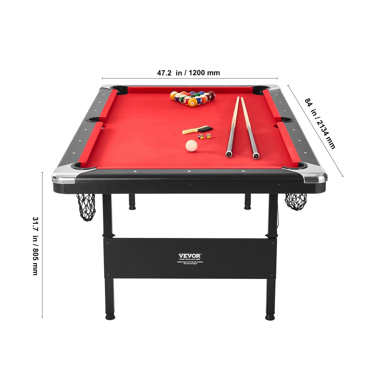 Succebuy 6.3/7Ft Billiard Table Pool Table Portable Foldable Spacesaving Billiard Table Set Includes Balls Cues Chalks and Brush
