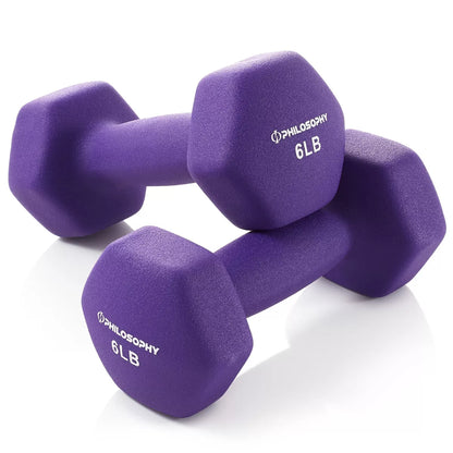 Philosophy Gym Set of 2 Neoprene Dumbbell Hand Weights, Hexagon Shape