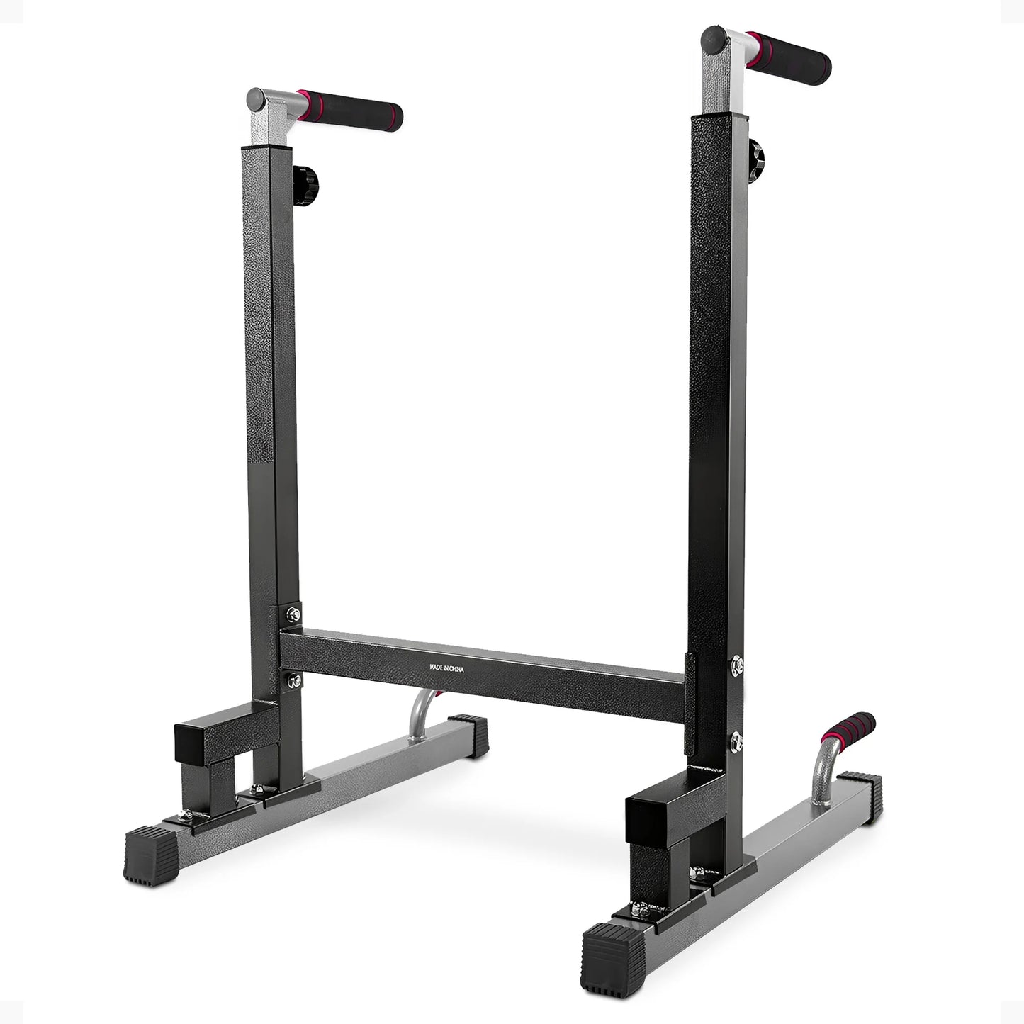 Steel Frame Dip Station with Adjustable Height, 500 Lb Weight Capacity, Black