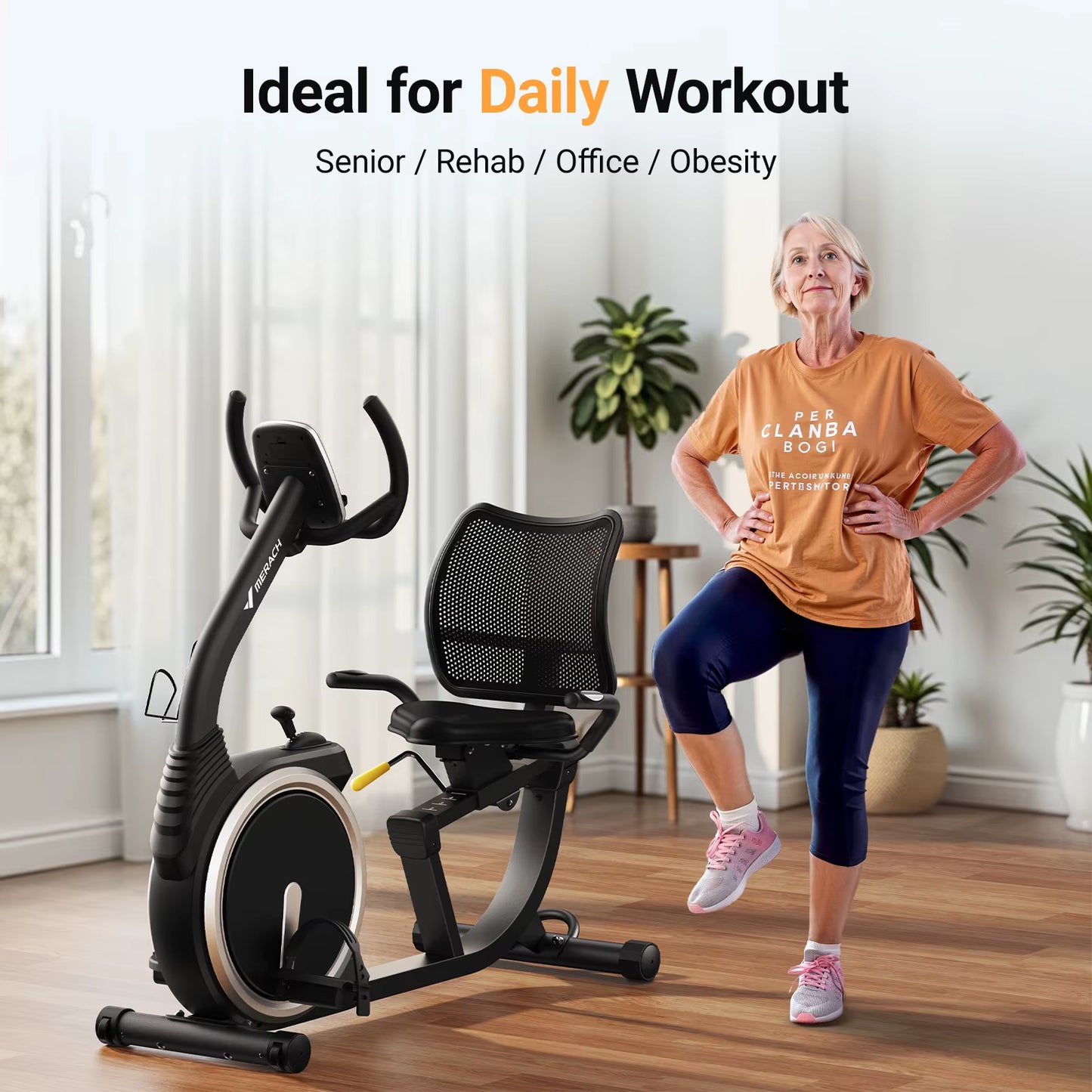 Recumbent Exercise Bike High-End for Home Light Commercial Bikes for Seniors Adult Magnetic Stationary Heart Rate Handle