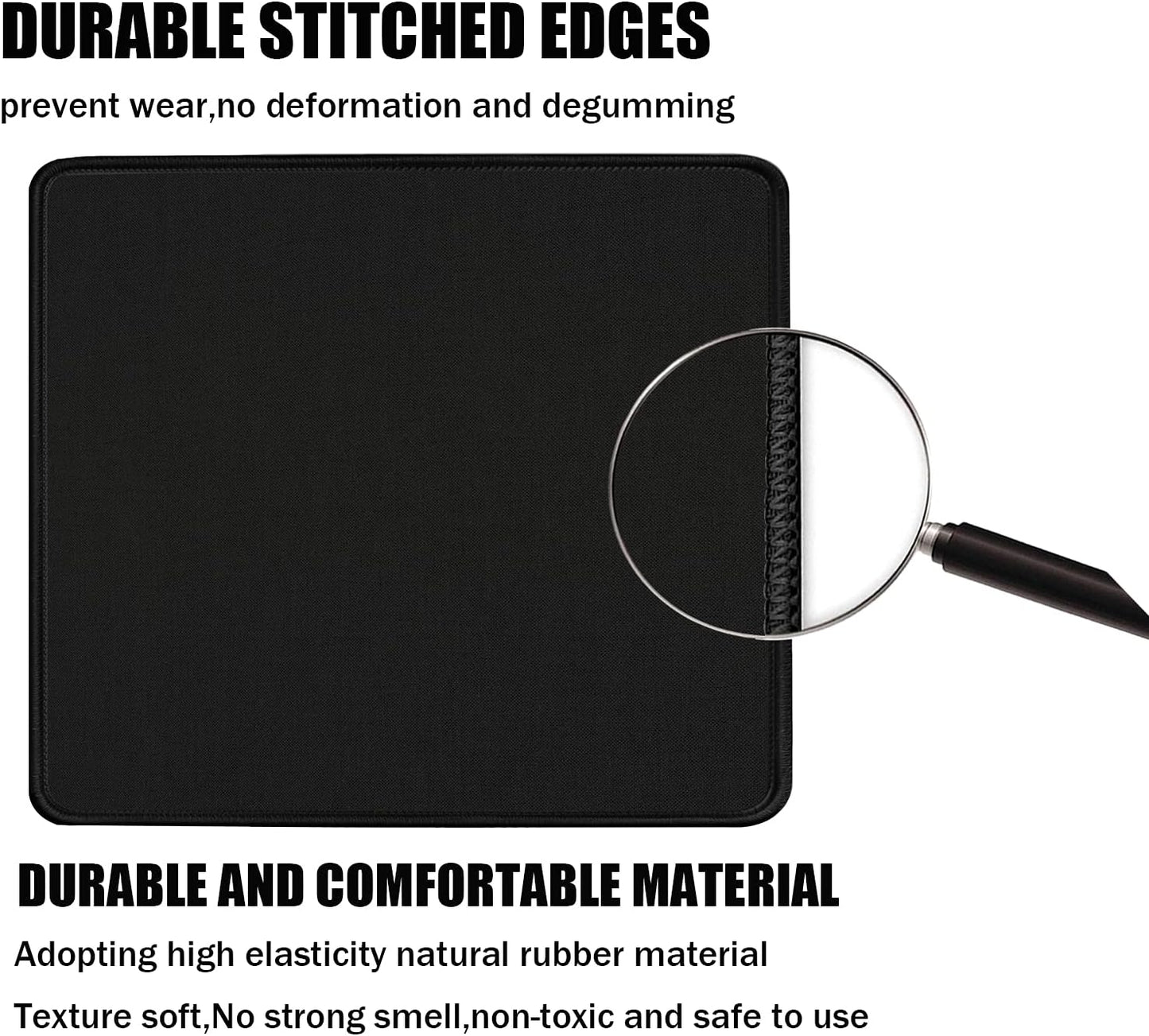 Mouse Pad, Black Mouse Pad, 11.8"X9.8"X0.12"Upgraded Durable Medium Mouse Pad with Stitched Edge, Classic Gaming Mouse Pad Non-Slip Rubber Base Waterproof Mouse Pad for Laptop, Office, Home