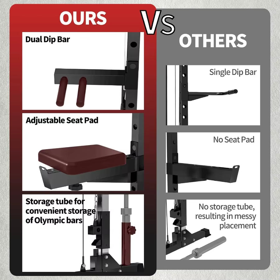 Power Cage2000Lbs Multifunction Squat Rack 2000Lbs Power Rack with Cable Crossover System and 20+ Attachments