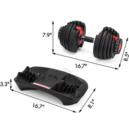VEVOR 24Kg Dumbbells Adjustable 2.5-24KG Fitness Workouts Dumbbells Set Sports Fitness Equipment for Exercise Health