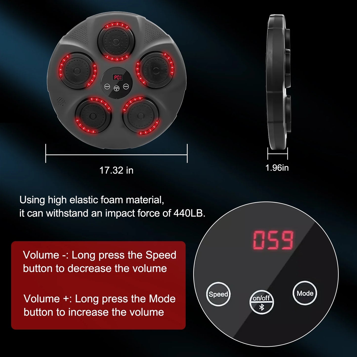 Music Boxing Machine, Smart Bluetooth Boxing Trainer with Boxing Gloves, Boxing Wall Mount Machine for Adults Kids,Boxing Target Workout Equipment for Home, Office, Gym (Upgrade)