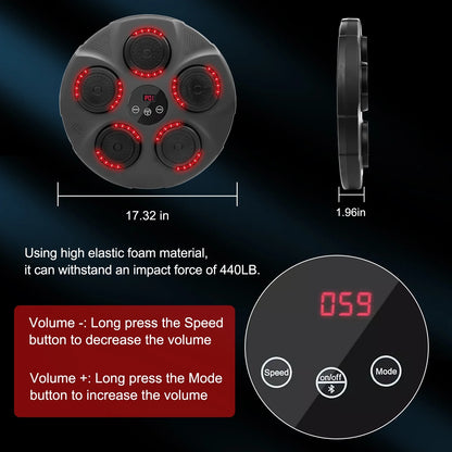 Music Boxing Machine, Smart Bluetooth Boxing Trainer with Boxing Gloves, Boxing Wall Mount Machine for Adults Kids,Boxing Target Workout Equipment for Home, Office, Gym (Upgrade)