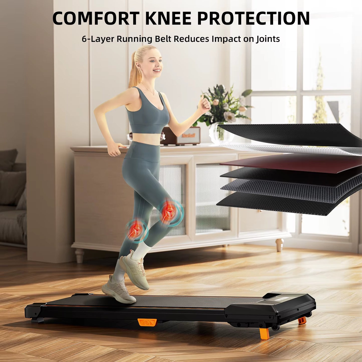 Under Desk Treadmill, Incline Walking Pad Treadmill 330Lbs Capacity, 2.5HP Portable Treadmills for Home, Compact Treadmill Mini