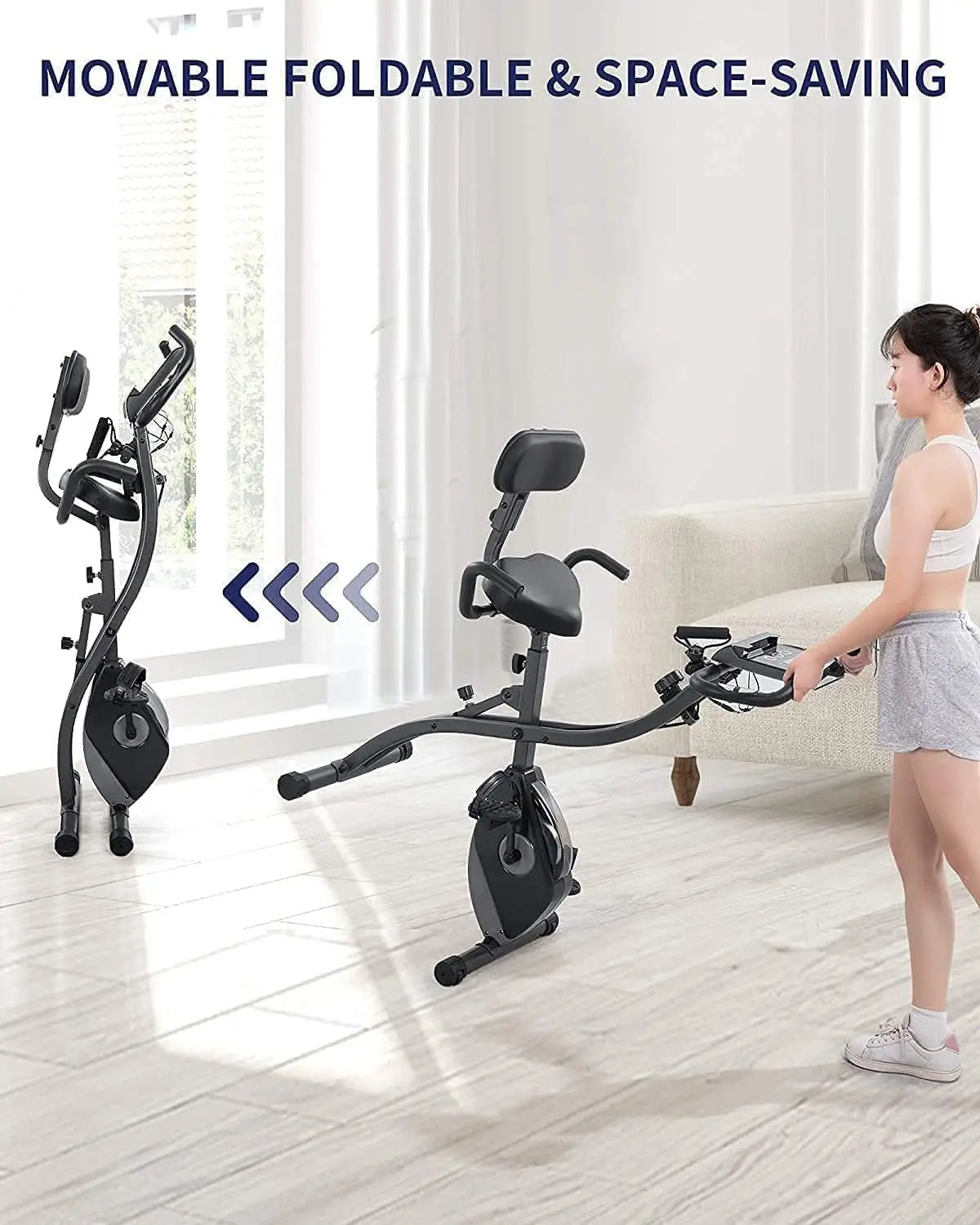 Exercise Bike Folding Magnetic Upright Stationary Bike with Pulse Sensor LCD Monitor Indoor Cycling Bike Stationary Bike