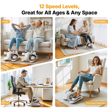 under Desk Elliptical Machine, Electric Elliptical for Seniors, 12 Adjustable Speeds, Quiet Portable Fitness Equipment Gift for Family & Office with PVC Anti-Slip Mat