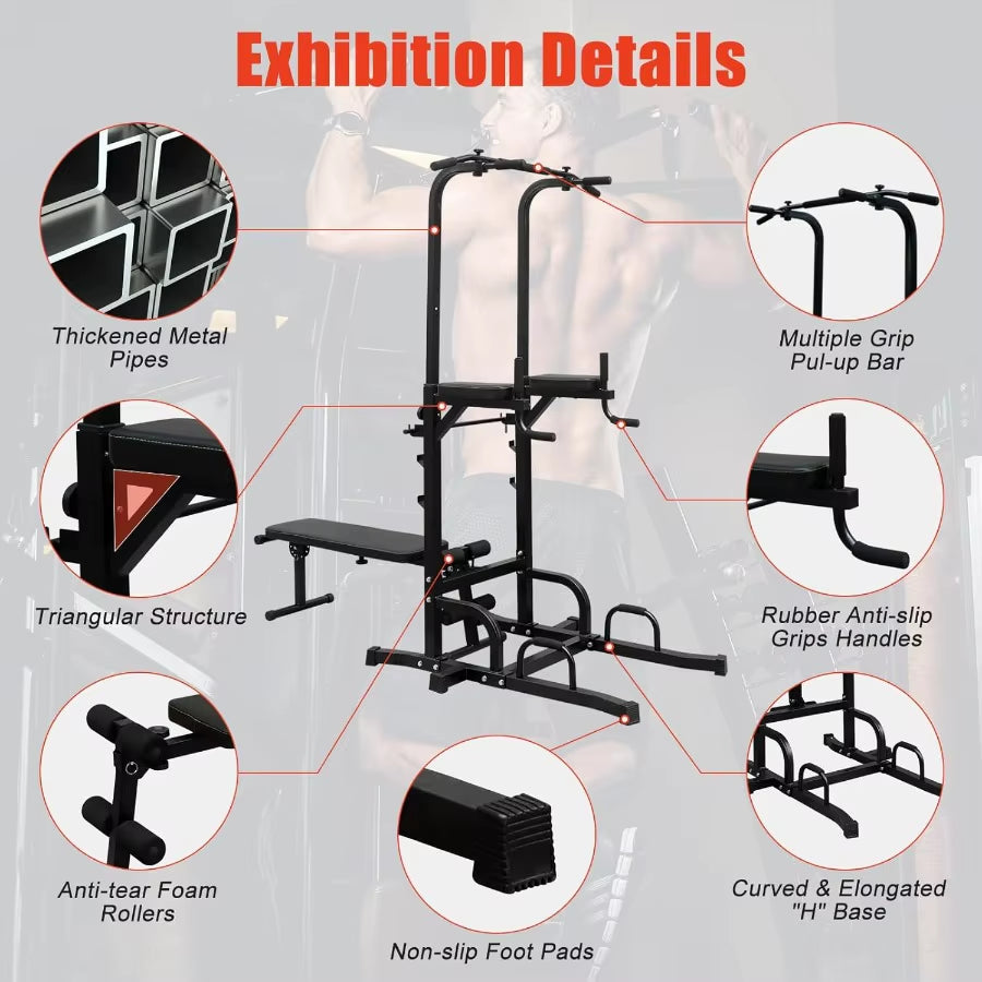 Adjustable Height Dip Bar Station Heavy Duty Dip Station Push up Bar for Home Gym Multi-Function Dip Station Pull up Bar Full B