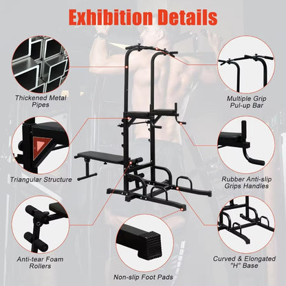 Adjustable Height Dip Bar Station Heavy Duty Dip Station Push up Bar for Home Gym Multi-Function Dip Station Pull up Bar Full B