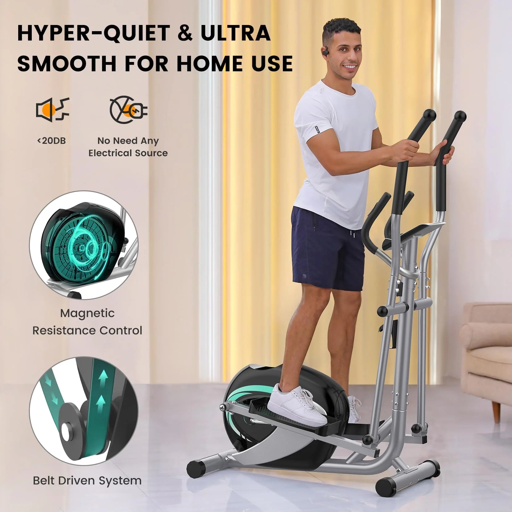 Elliptical Machine,  Magnetic Elliptical Trainer Fitness Equipment for Home Gym Cardio Workout 265Lb