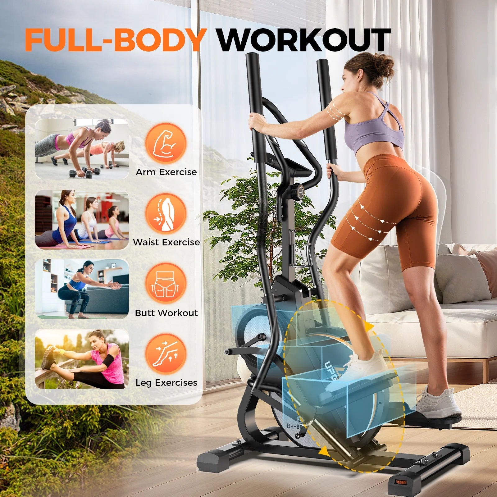 Pro Cardio Climber Stepping Elliptical Machine, 3 in 1 Elliptical, Total Body Fitness Cross Trainer with Hyper-Quiet Magnetic Drive System