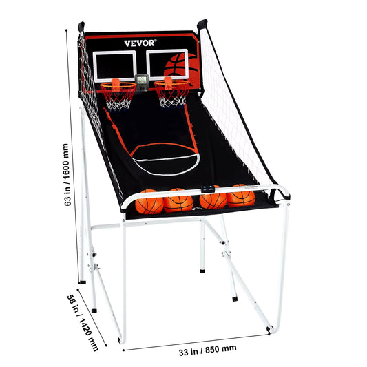 Succebuy Foldable Basketball Arcade Game 2 Player Indoor Basketball Game Home Dual Shot Sport 4 Balls 8 Game Modes for Kid Adult